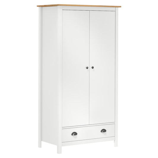 vidaXL Ντουλάπα Hill Δίφυλλη Λευκή 89x50x170 εκ. Μασίφ Ξύλο Πεύκου