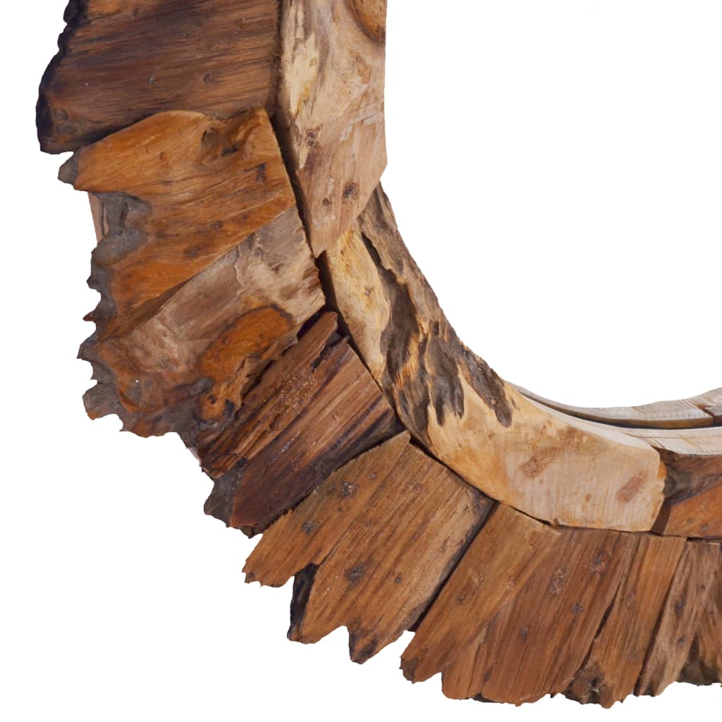 vidaXL Καθρέφτης Τοίχου Στρογγυλός 60 εκ. από Ξύλο Teak