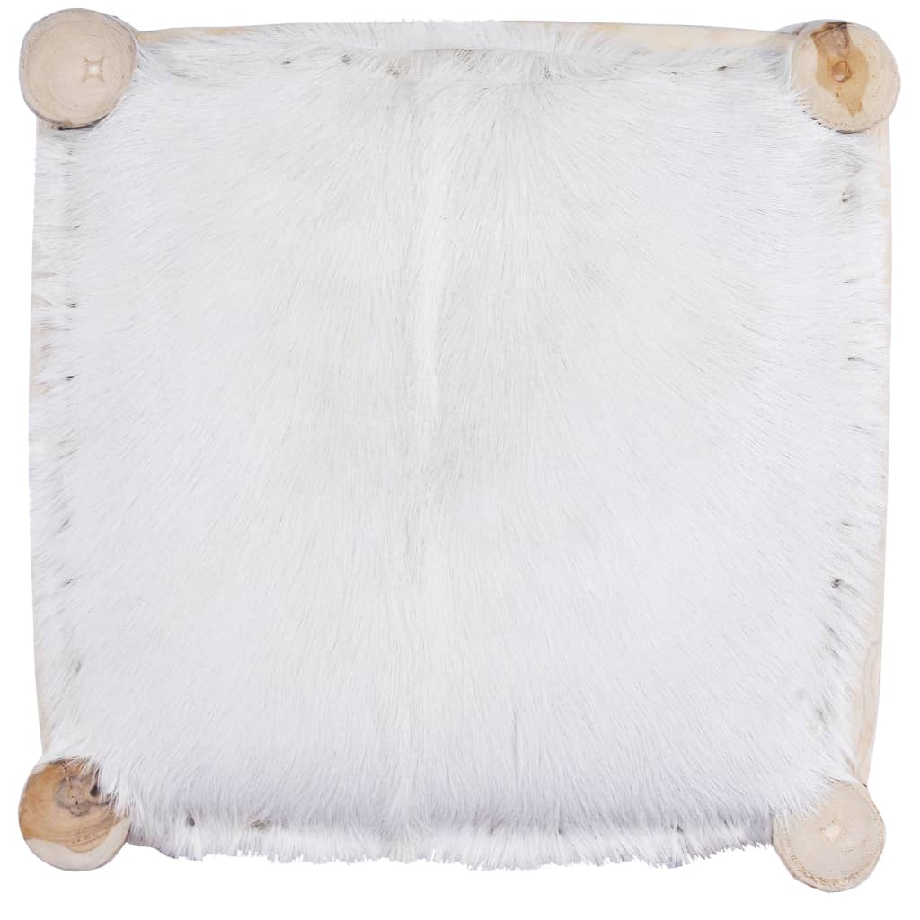 vidaXL Σκαμπό Μπαρ από Γνήσιο Δέρμα Κατσίκας και Μασίφ Ξύλο Teak