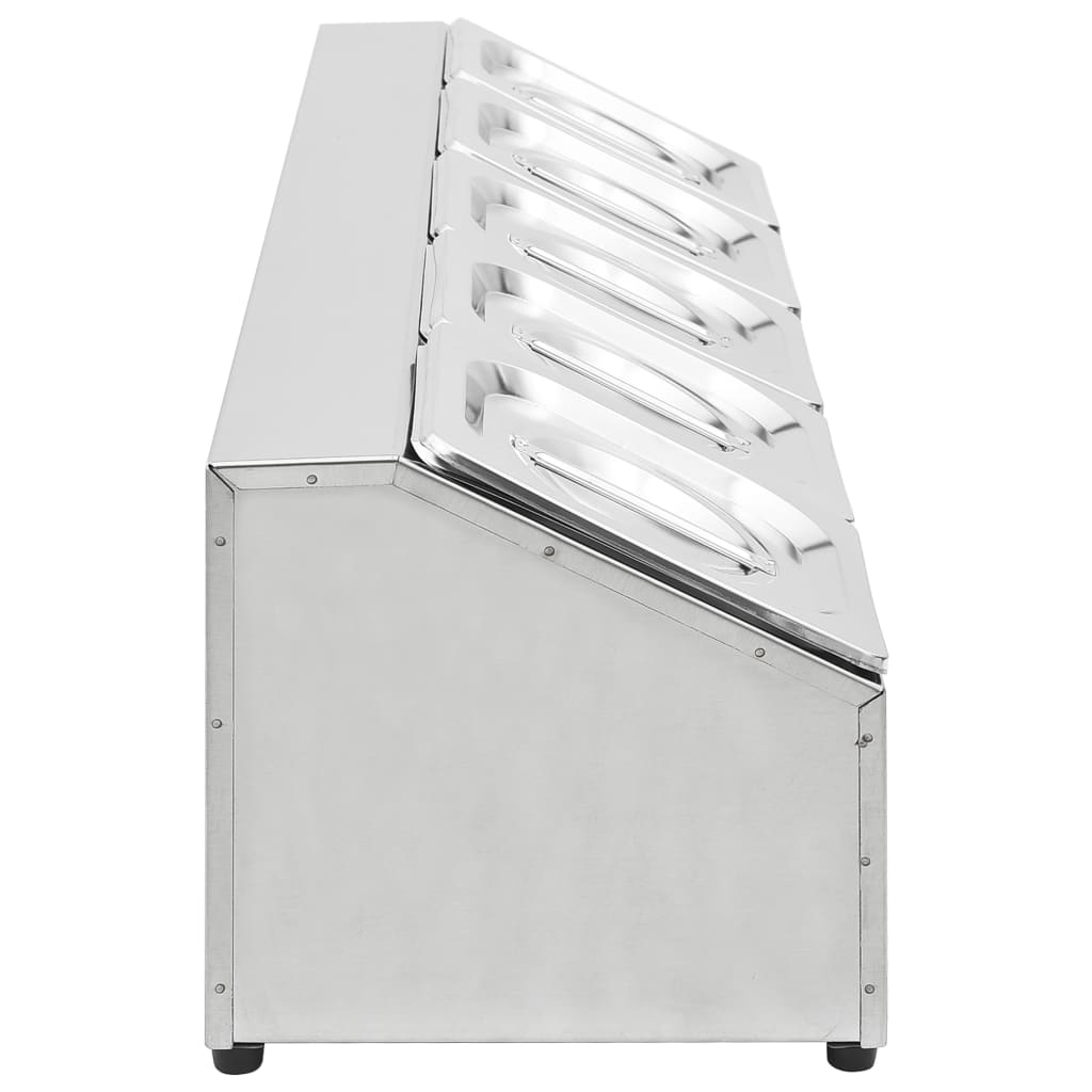 vidaXL Βάση για Λεκάνες Gastronorm με 5 Σκεύη GN 1/6 Ανοξείδωτο Ατσάλι