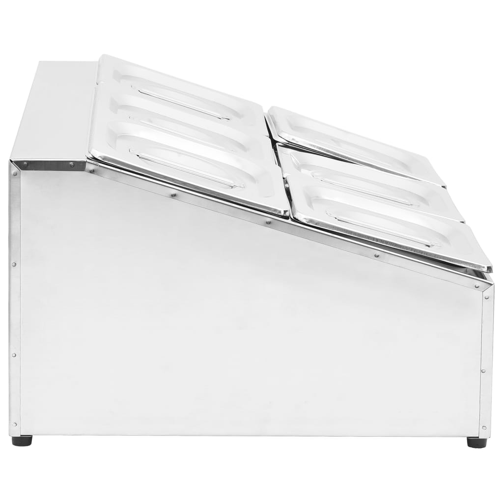 vidaXL Βάση για Λεκάνες Gastronorm με 6 Σκεύη GN 1/6 Ανοξείδωτο Ατσάλι