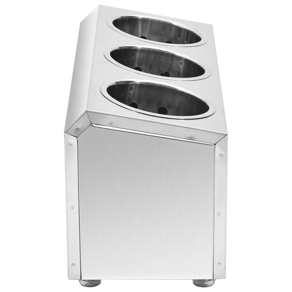 vidaXL Βάση για Μαχαιροπίρουνα 3 Θέσεων Ορθογώνια από Ανοξ. Ατσάλι