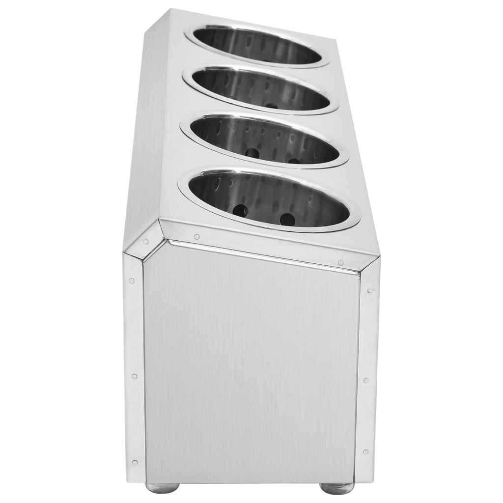 vidaXL Βάση για Μαχαιροπίρουνα 4 Θέσεων Ορθογώνια από Ανοξ. Ατσάλι