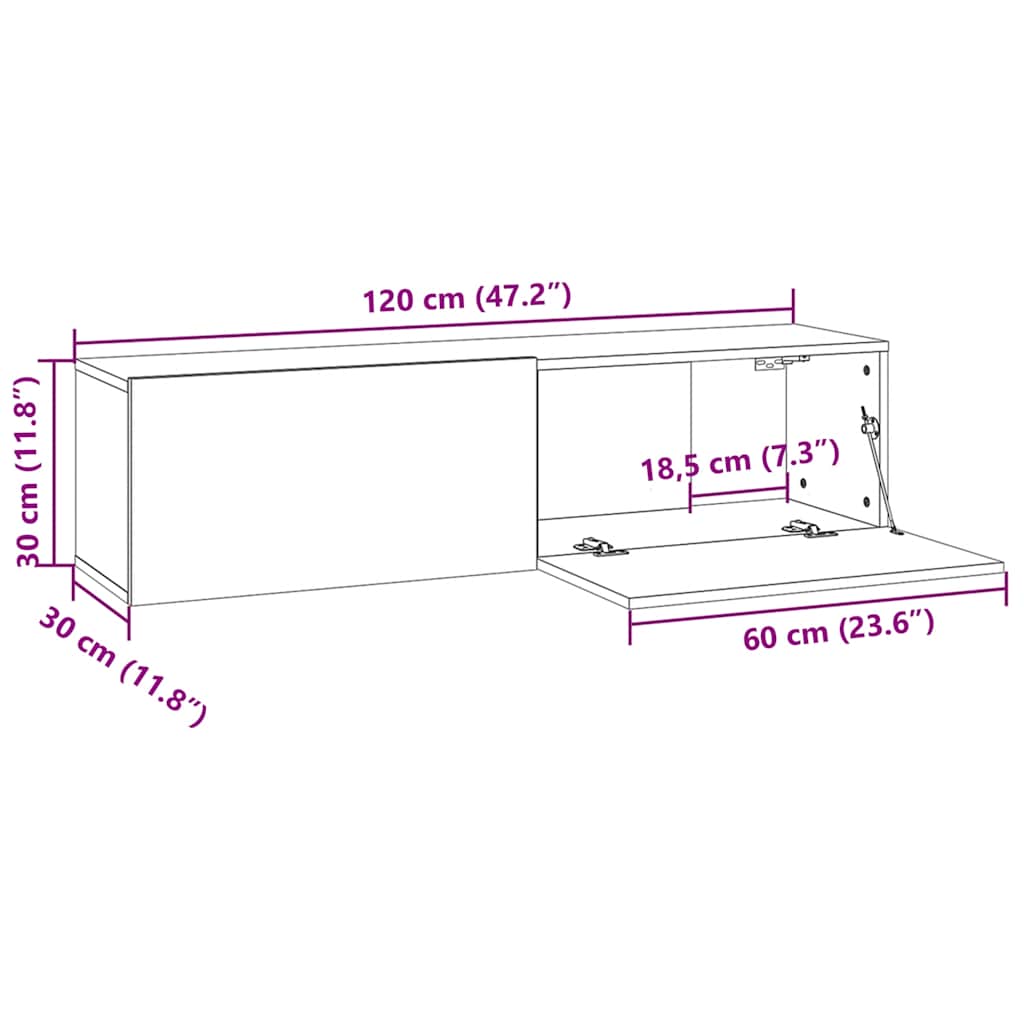 vidaXL Έπιπλο Τηλεόρασης Sonoma Δρυς 120x30x30 εκ. από Επεξ. Ξύλο