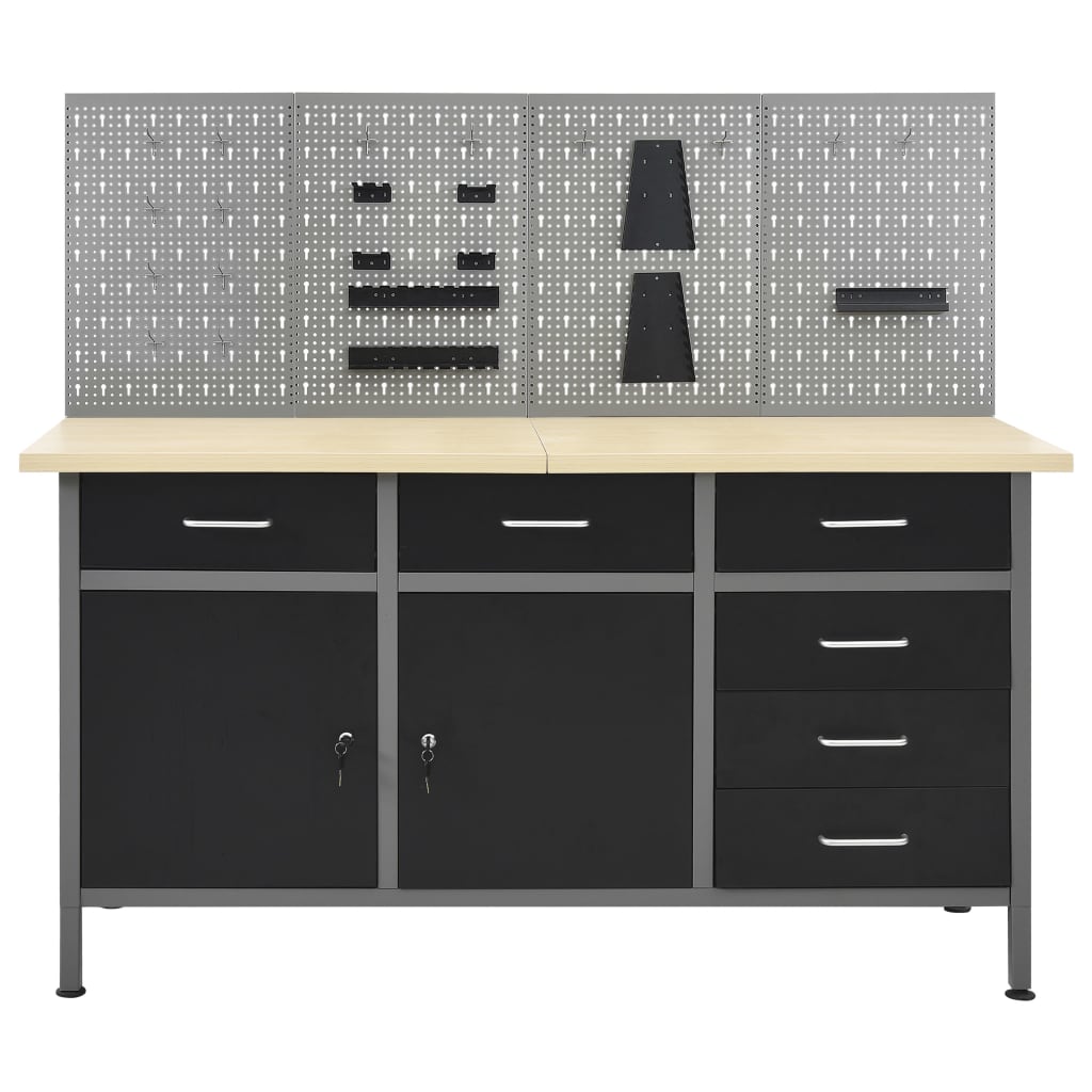 vidaXL Πάγκος Εργασίας με Τέσσερα Πάνελ Τοίχου