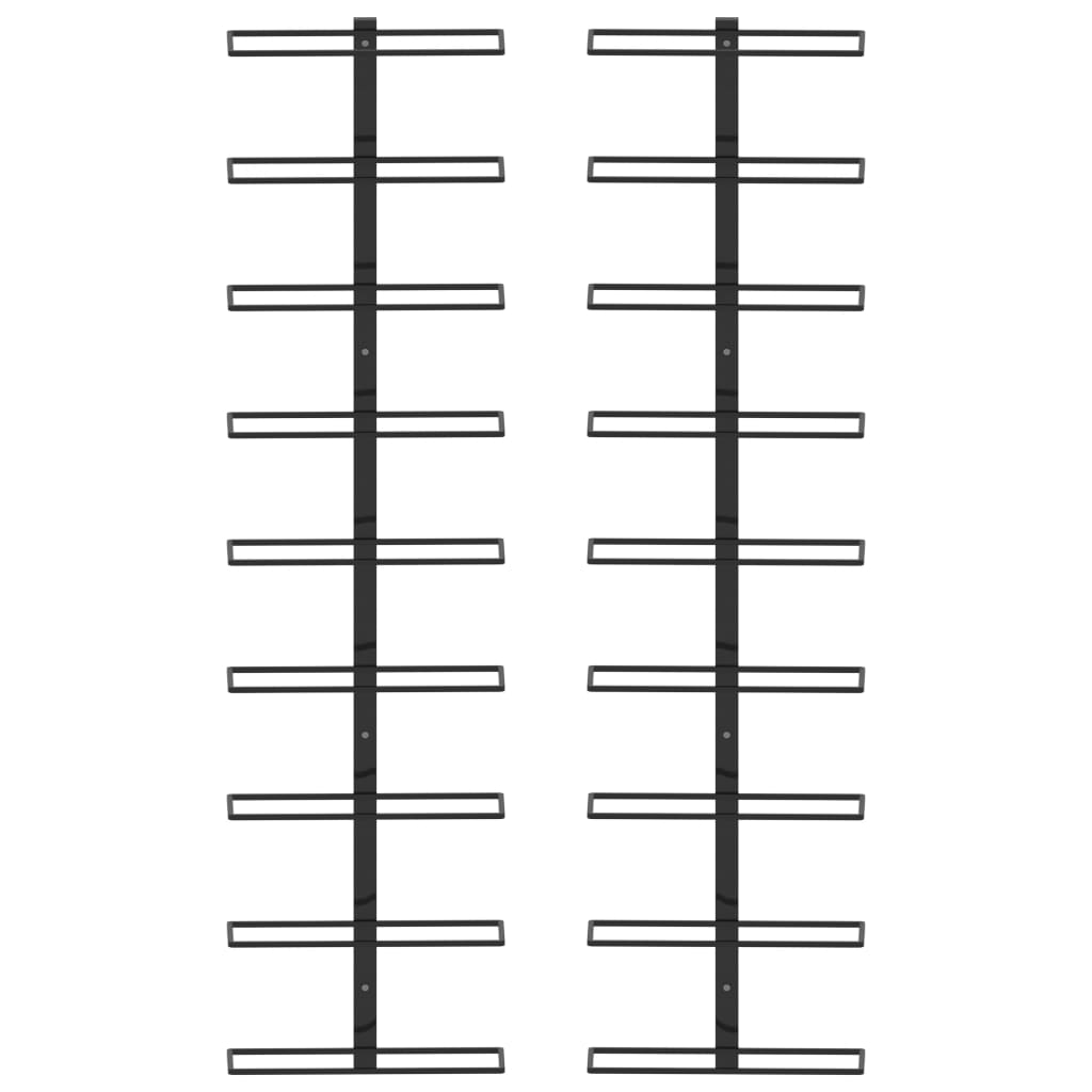 vidaXL Βάσεις Κρασιών Τοίχου 2 τεμ. για 18 Φιάλες Μαύρες Σιδερένιες