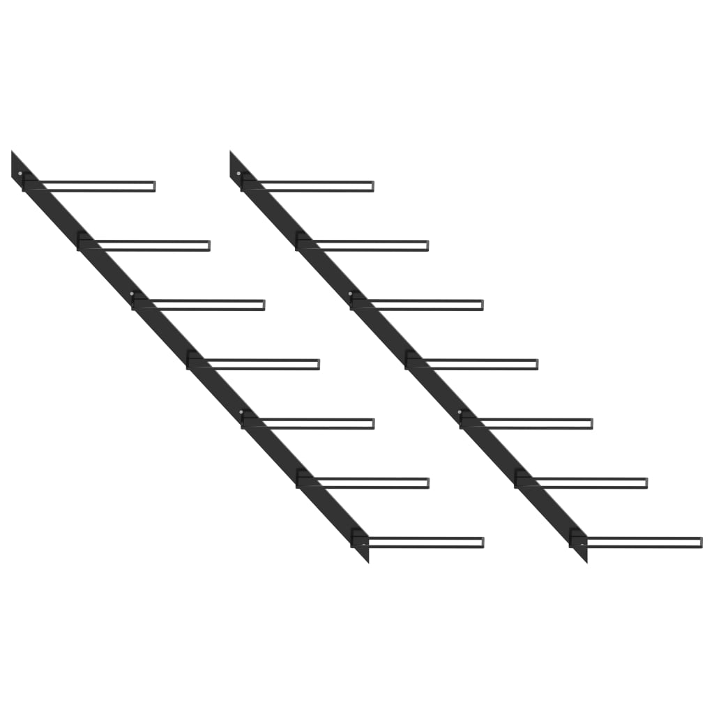 vidaXL Βάσεις Κρασιών Τοίχου 2 τεμ. για 14 Φιάλες Μαύρες Μεταλλικές