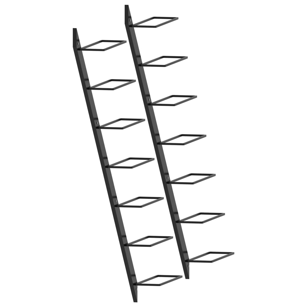 vidaXL Βάσεις Κρασιών Τοίχου 2 τεμ. για 14 Φιάλες Μαύρες Μεταλλικές