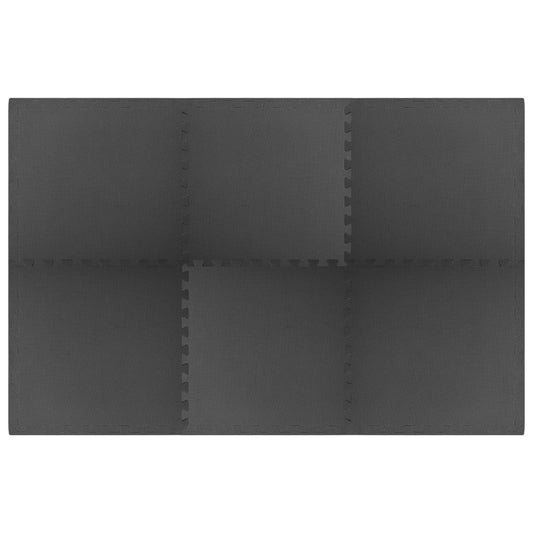 vidaXL Δάπεδα Προστασίας 6 τεμ. Μαύρα 2,16 μ² από Αφρώδες Υλικό EVA