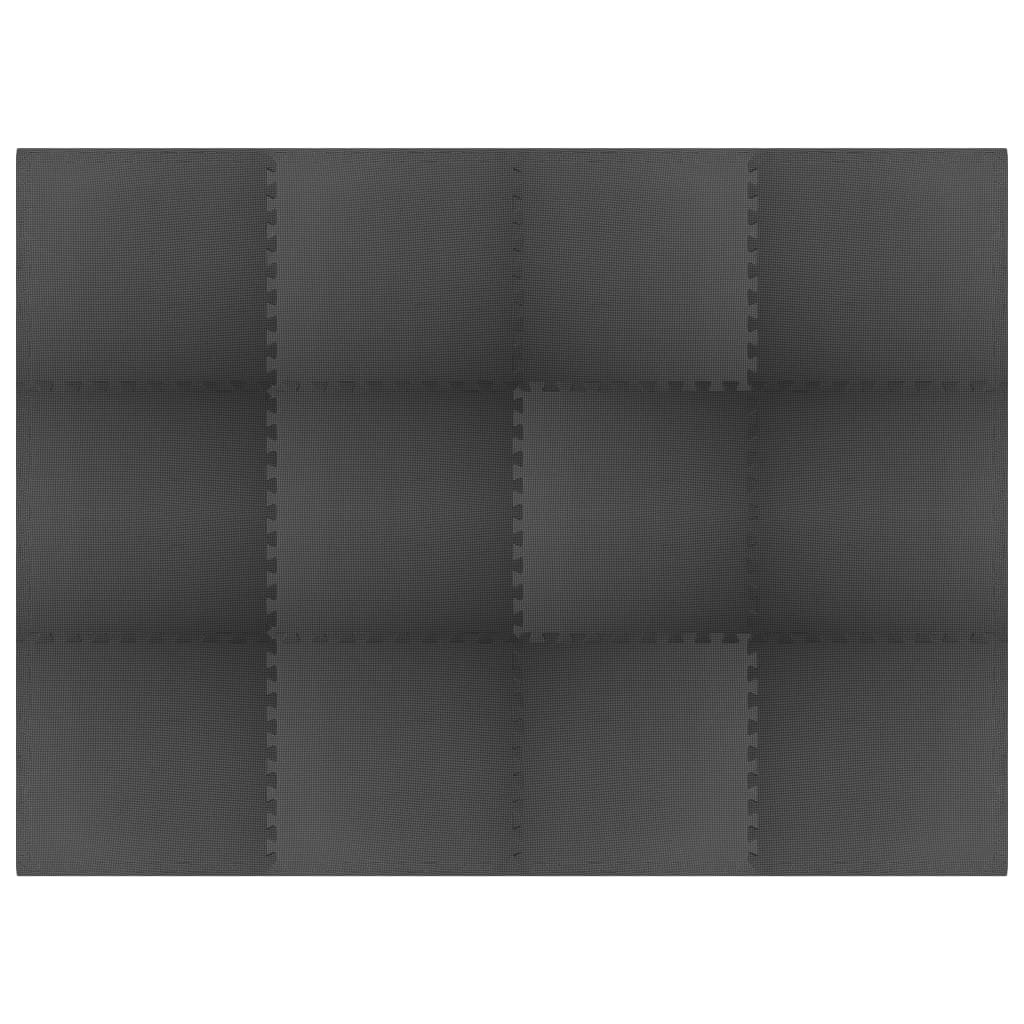 vidaXL Δάπεδα Προστασίας 12 τεμ. Μαύρα 4,32 μ² από Αφρώδες Υλικό EVA