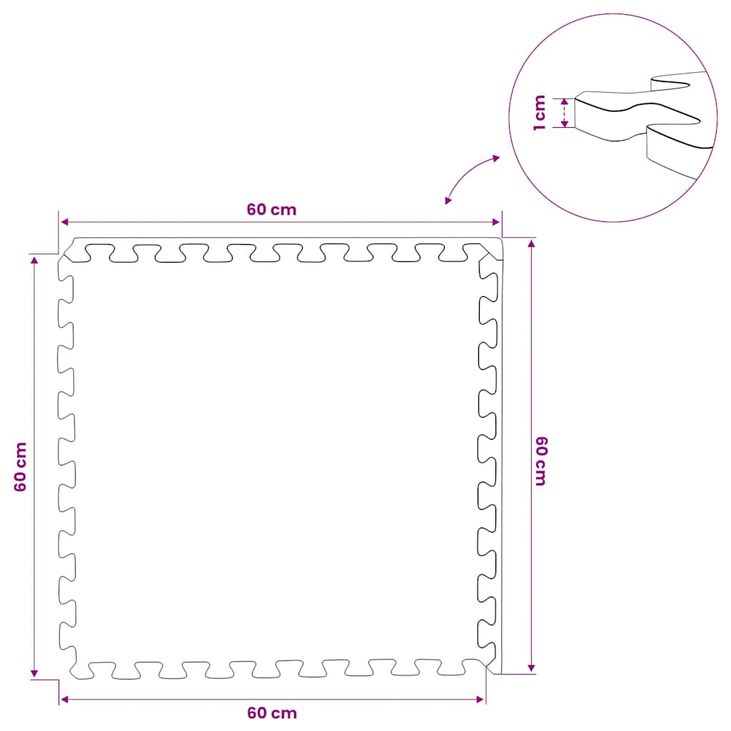 vidaXL Δάπεδα Προστασίας 24 τεμ. Μαύρα 8,64 μ² από Αφρώδες Υλικό EVA