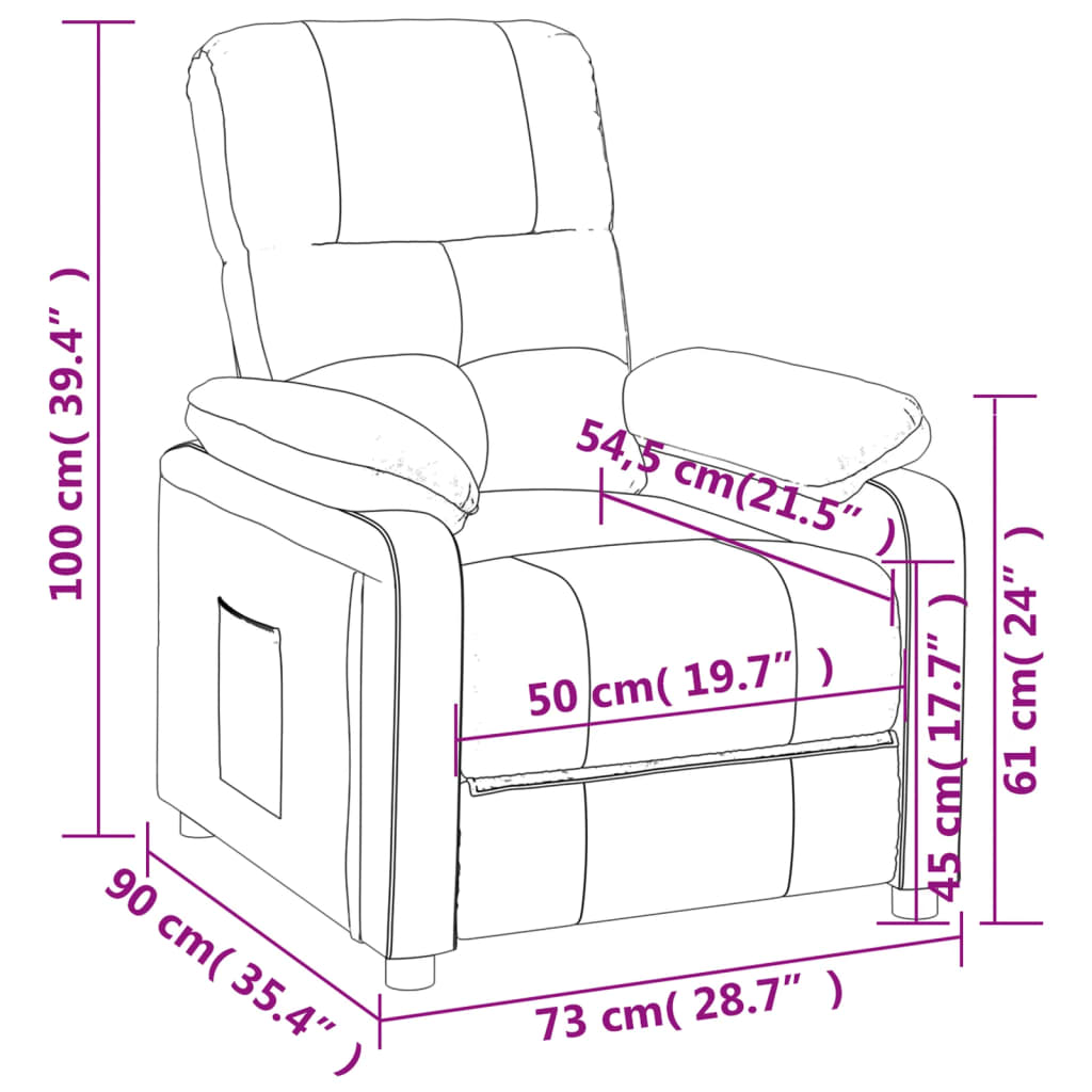 vidaXL Πολυθρόνα Ανακλινόμενη Σκούρο Γκρι Υφασμάτινη