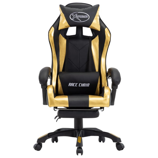 vidaXL Καρέκλα Racing με Υποπόδιο Χρυσή/Μαύρη από Συνθετικό Δέρμα