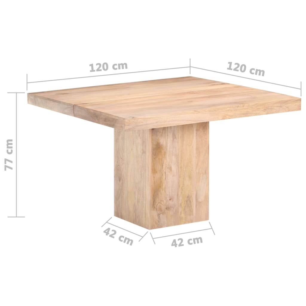 vidaXL Τραπεζαρία 120 x 120 x 77 εκ. από Μασίφ Ξύλο Μάνγκο