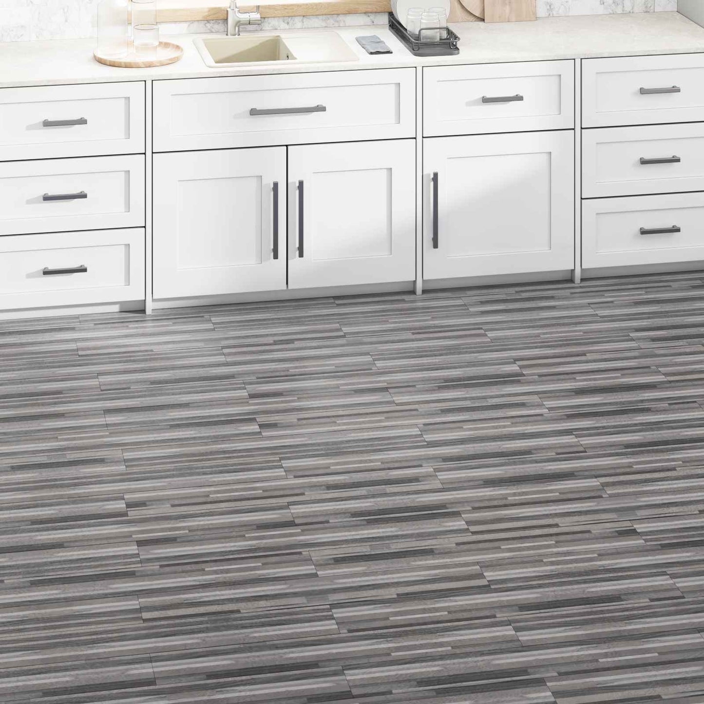 vidaXL Πλάκες Δαπέδου 5,02 m² 36 pcs PVC Γκρι Ριγέ
