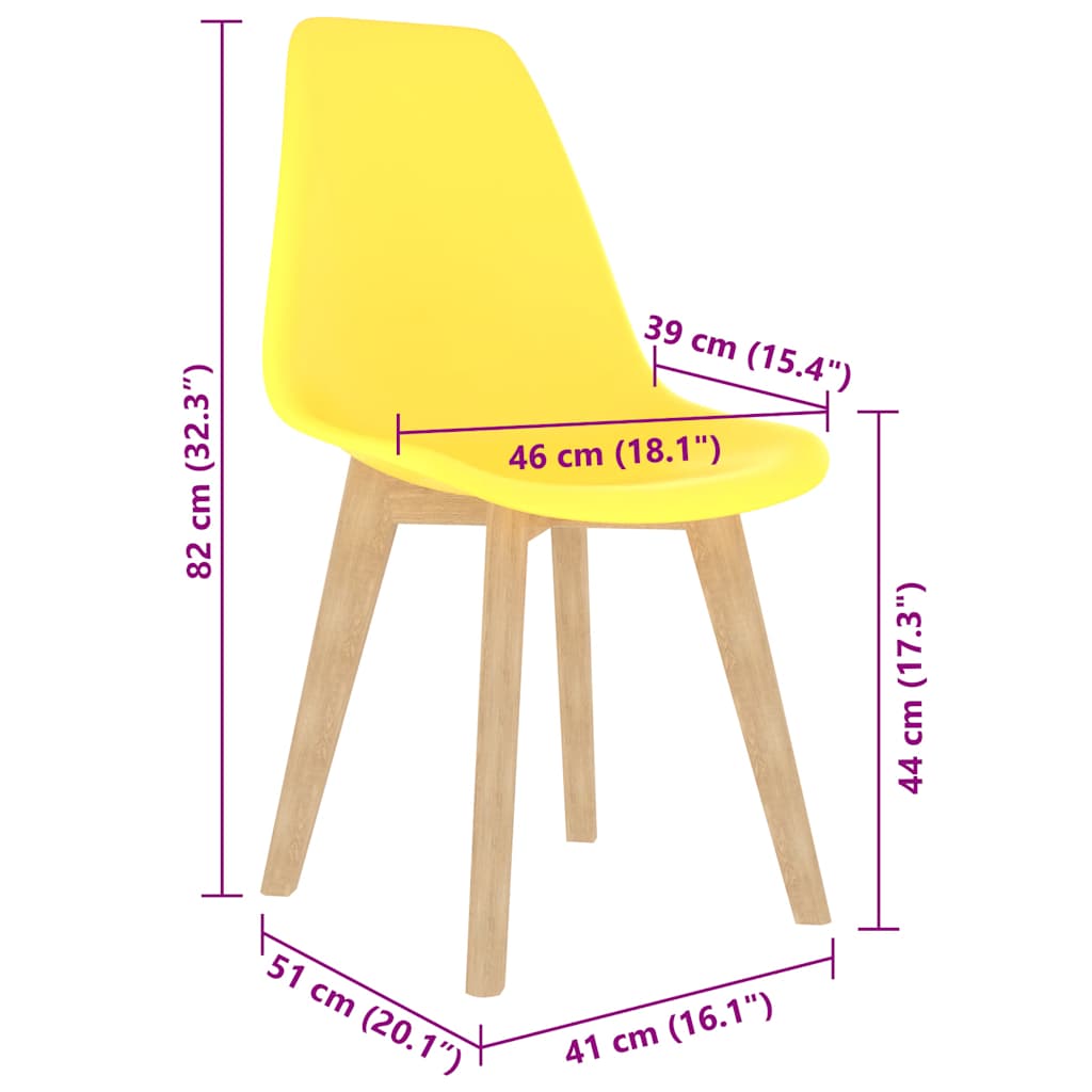 vidaXL Καρέκλες Τραπεζαρίας 4 τεμ. Κίτρινες Πλαστικές
