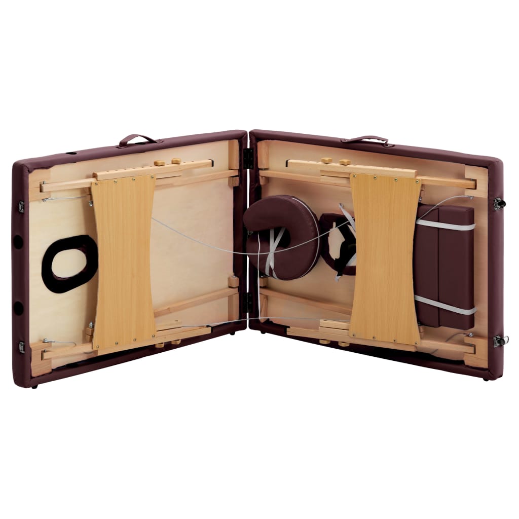 vidaXL Κρεβάτι Μασάζ Πτυσσόμενο 2 Θέσεων Βιολετί Ξύλινο