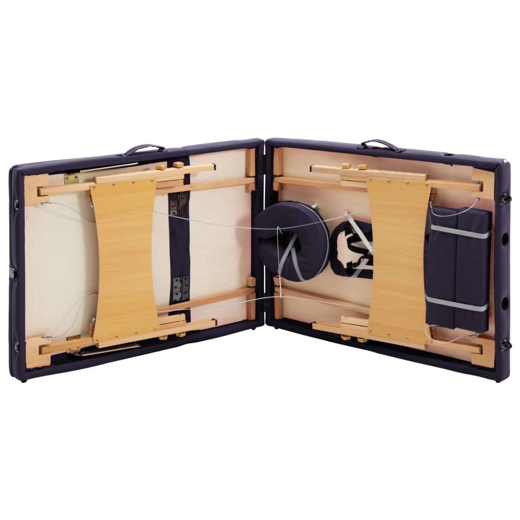 vidaXL Κρεβάτι Μασάζ Πτυσσόμενο 3 Θέσεων Μοβ Ξύλινο