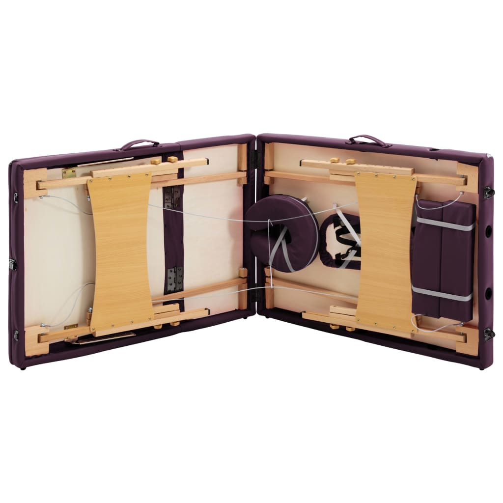 vidaXL Κρεβάτι Μασάζ Πτυσσόμενο 3 Θέσεων Βιολετί Ξύλινο