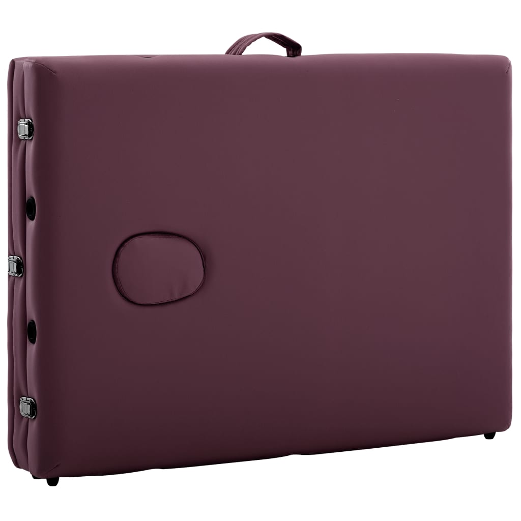 vidaXL Κρεβάτι Μασάζ Πτυσσόμενο 3 Θέσεων Βιολετί Ξύλινο