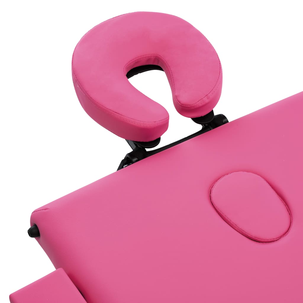 vidaXL Κρεβάτι Μασάζ Πτυσσόμενο 3 Θέσεων Ροζ Αλουμινένιο