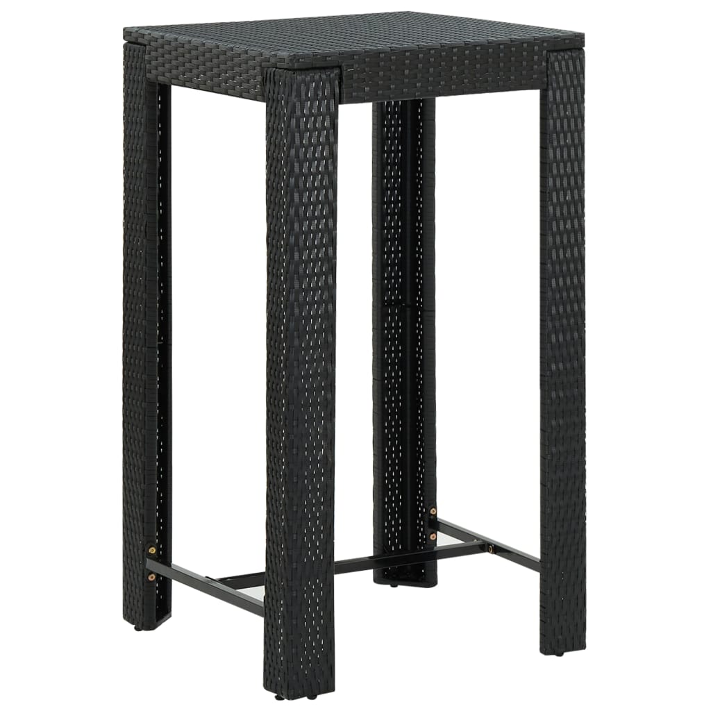 vidaXL Τραπέζι Μπαρ Κήπου Μαύρο 60,5x60,5x110,5 εκ. Συνθετικό Ρατάν