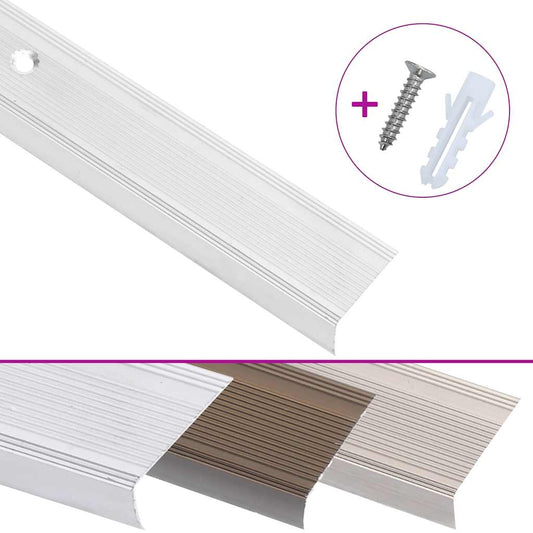 vidaXL Προφίλ για Σκαλοπάτια Σχήμα Γ 15 τεμ. Ασημί 90 εκ. Αλουμινίου