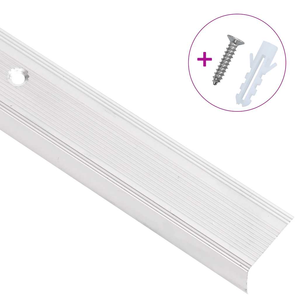 vidaXL Προφίλ για Σκαλοπάτια Σχήμα Γ 5 τεμ. Ασημί 100 εκ. Αλουμινίου