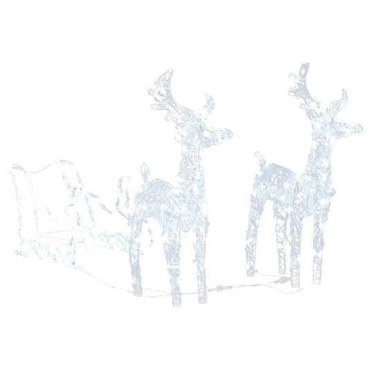 vidaXL Τάρανδοι Χριστουγεννιάτικοι με Έλκηθρο 160 LED 130 εκ. Ακρυλικό