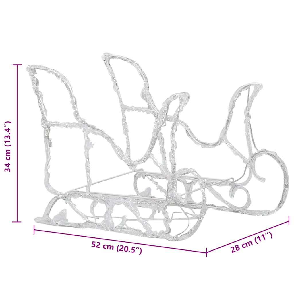vidaXL Τάρανδοι Χριστουγεννιάτικοι με Έλκηθρο 160 LED 130 εκ. Ακρυλικό