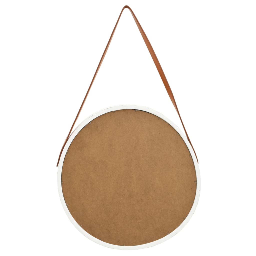 vidaXL Καθρέφτης Τοίχου με Λουρί Λευκός 50 εκ.