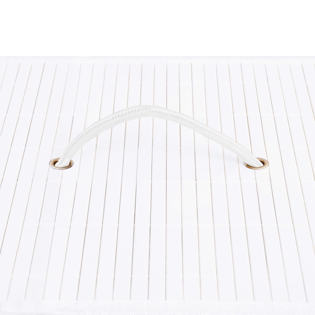 vidaXL Καλάθι Άπλυτων με 2 Τμήματα Λευκό 100 Λίτρα από Μπαμπού