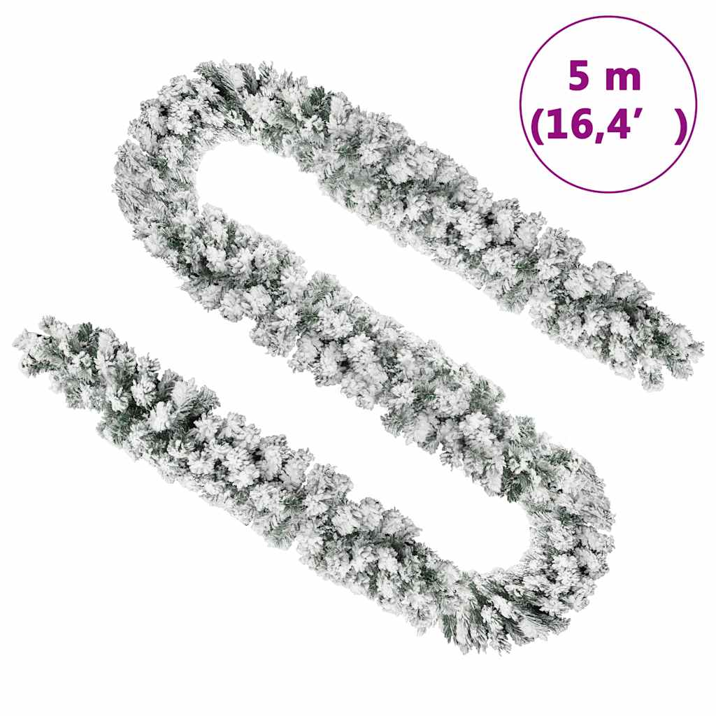 vidaXL Γιρλάντα Χριστουγεννιάτικη Χιονισμένη Πράσινη 5 μ. από PVC
