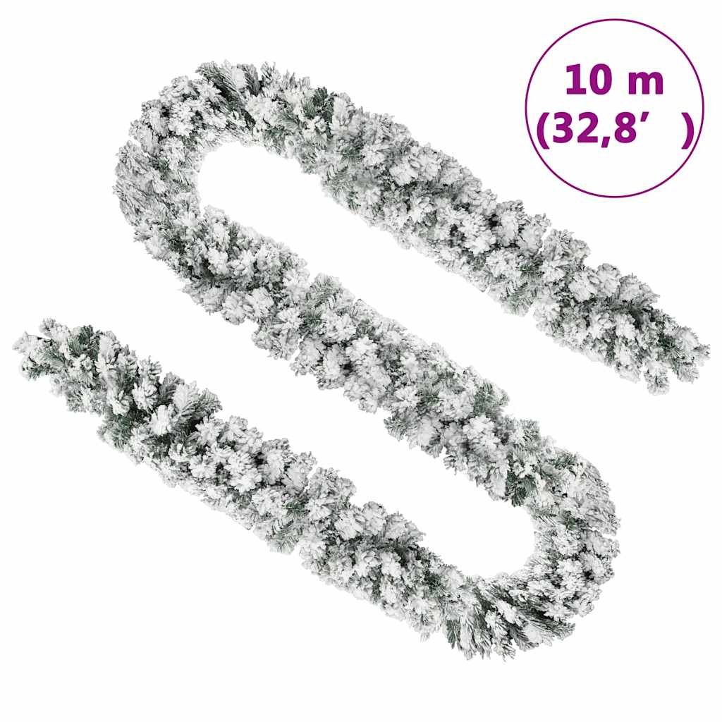vidaXL Γιρλάντα Χριστουγεννιάτικη Χιονισμένη Πράσινη 10 μ. από PVC