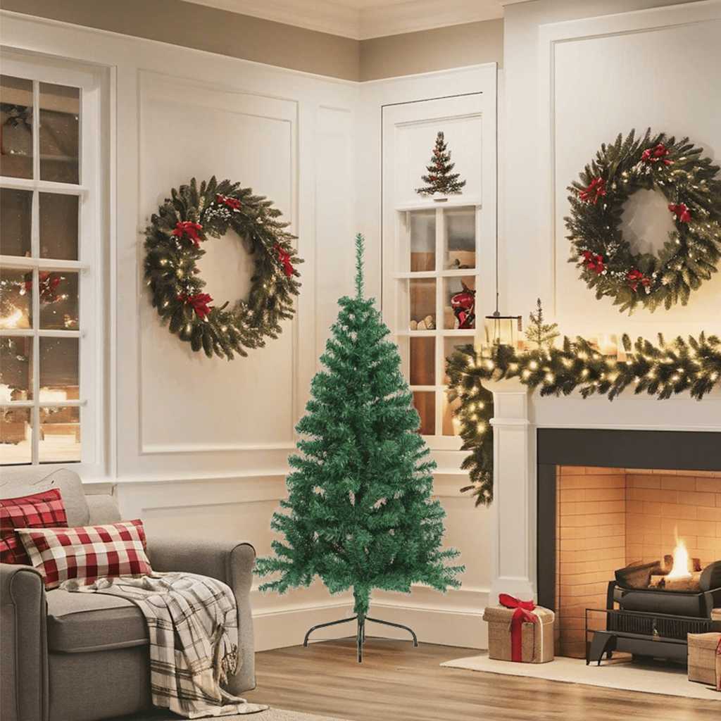 vidaXL Χριστουγεννιάτικο Δέντρο Τεχνητό Μισό Βάση Πράσινη 150 εκ. PVC