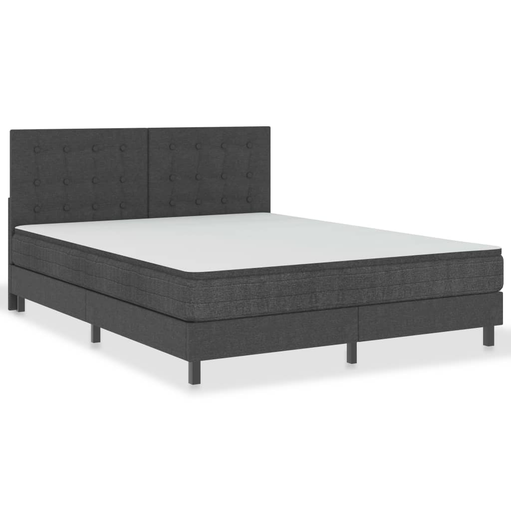 vidaXL Κρεβάτι Boxspring Σκούρο Γκρι 160 x 200 εκ. Υφασμάτινο