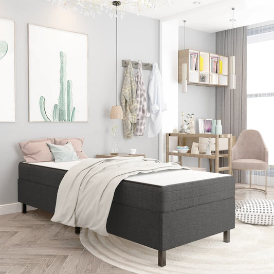 vidaXL Κρεβάτι Boxspring Σκούρο Γκρι 100 x 200 εκ. Υφασμάτινο