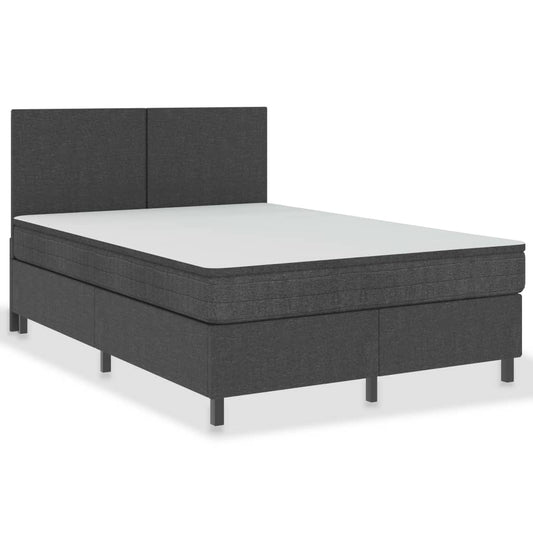 vidaXL Κρεβάτι Boxspring Σκούρο Γκρι 140 x 200 εκ. Υφασμάτινο