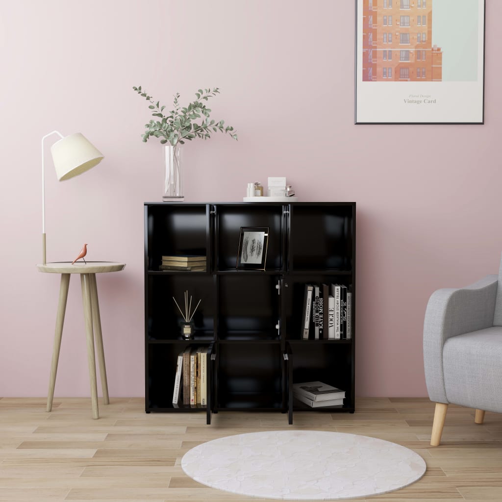 vidaXL Βιβλιοθήκη Μαύρη 90 x 30 x 90 εκ. από Επεξ. Ξύλο