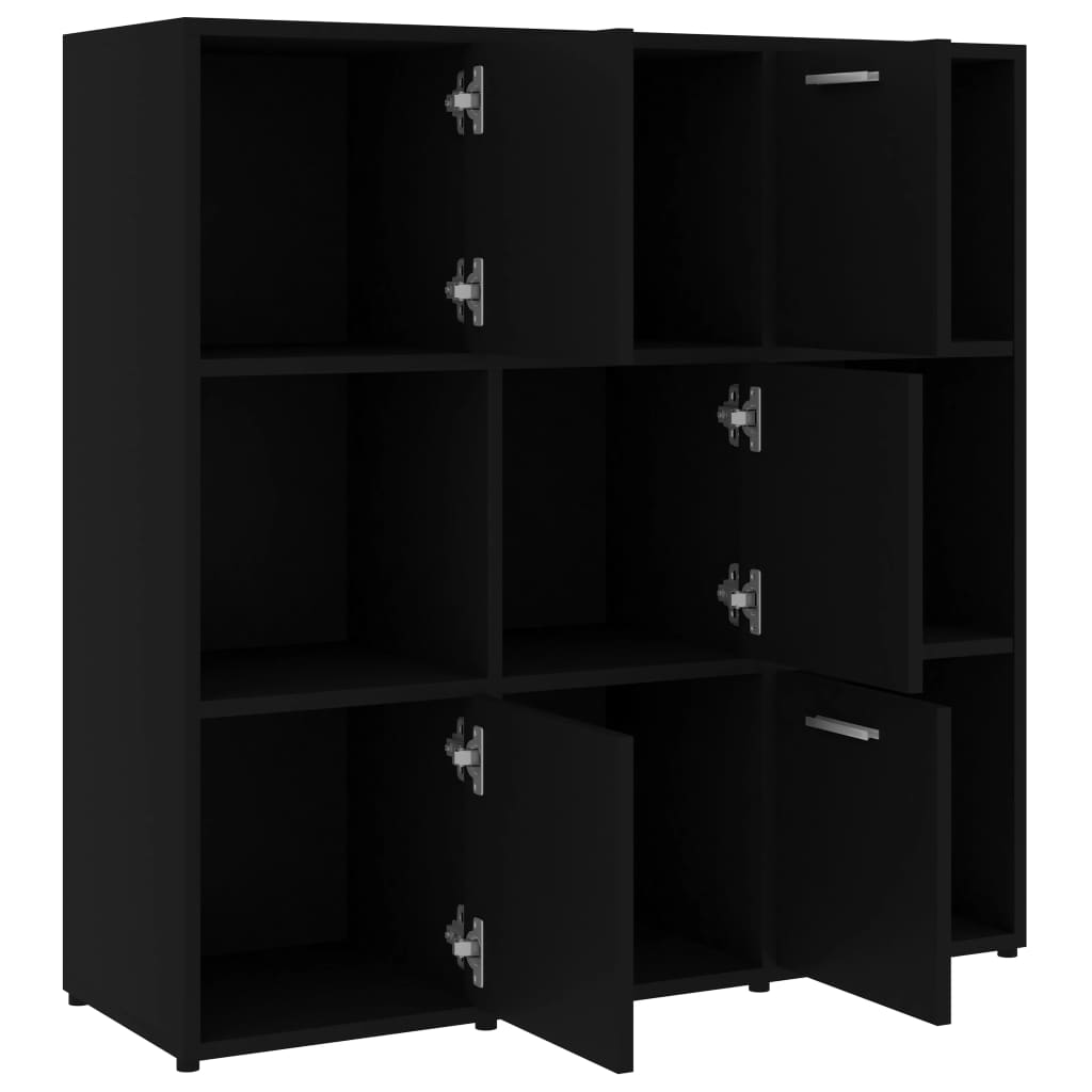 vidaXL Βιβλιοθήκη Μαύρη 90 x 30 x 90 εκ. από Επεξ. Ξύλο