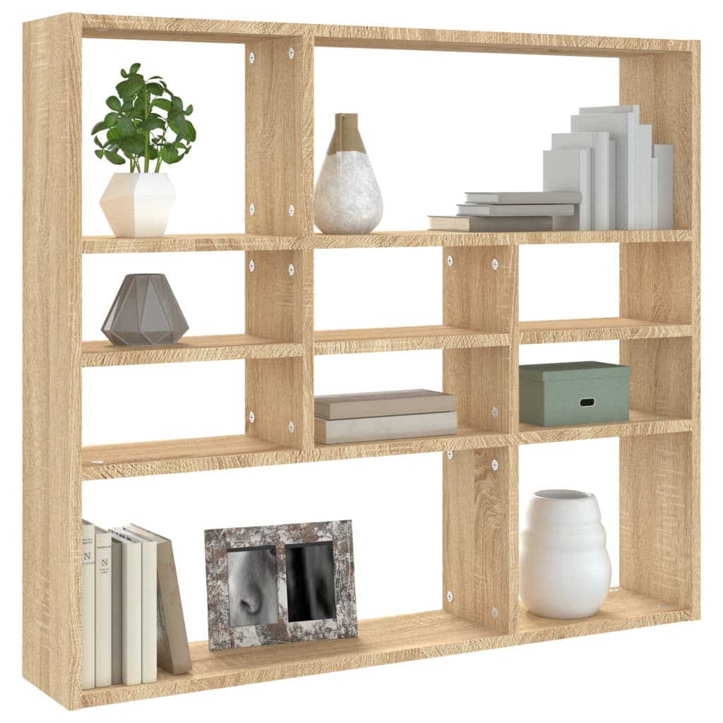 vidaXL Ραφιέρα Τοίχου Sonoma Δρυς 90 x 16 x 78 εκ. από Επεξ. Ξύλο
