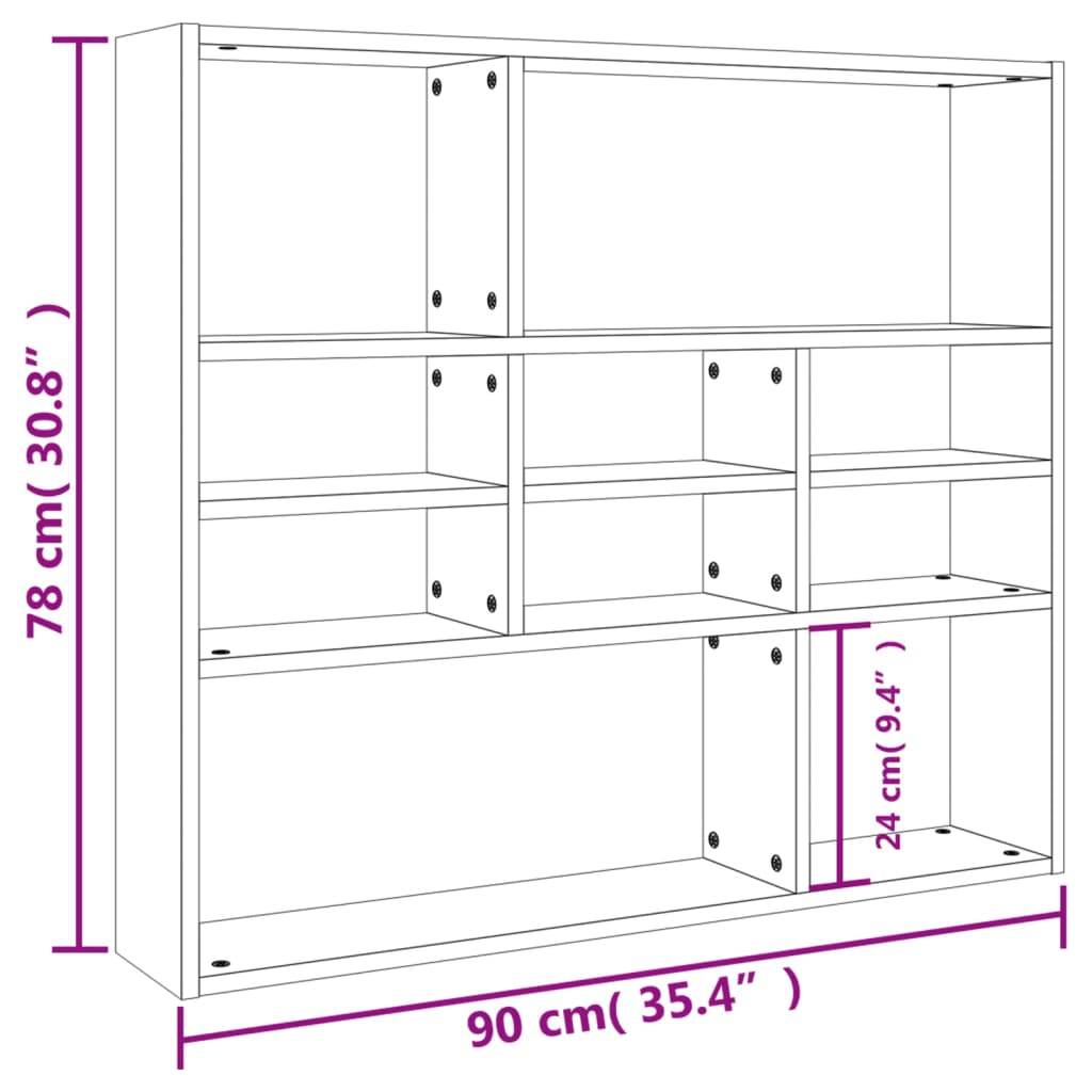 vidaXL Ραφιέρα Τοίχου Sonoma Δρυς 90 x 16 x 78 εκ. από Επεξ. Ξύλο