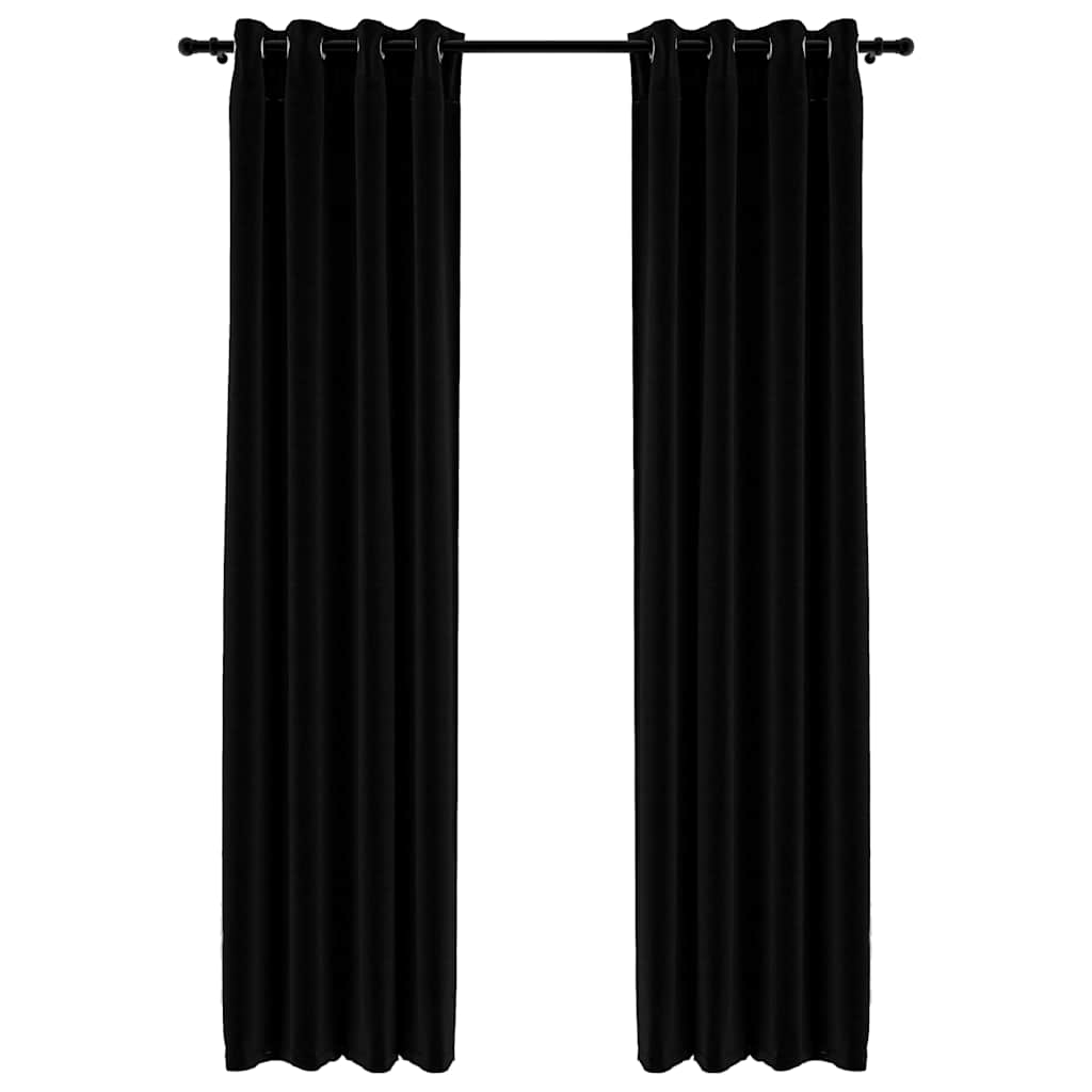 vidaXL Κουρτίνες Συσκότ. με Τρουκς/Όψη Λινού 2 τεμ. Μαύρες 140x225 εκ