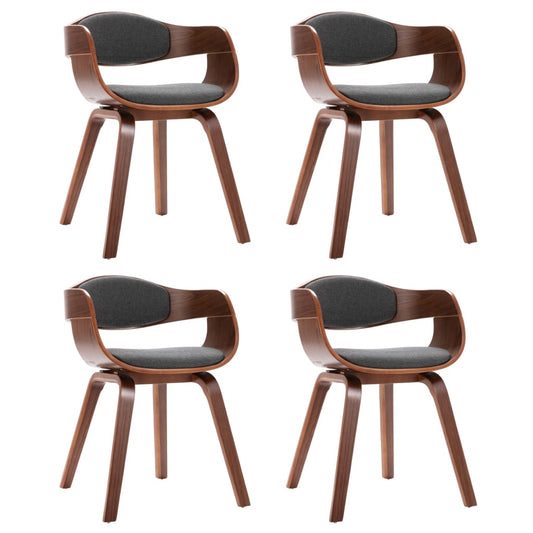vidaXL Καρέκλες Τραπεζαρίας 4 τεμ. από Λυγισμένο Ξύλο και Γκρι Ύφασμα