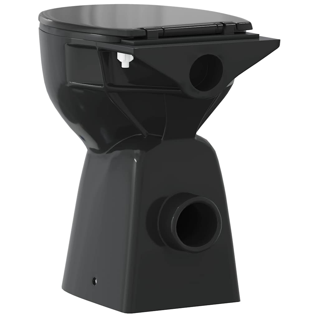 vidaXL Λεκάνη χωρίς χείλος, 7 εκ. επιπλέον ύψος, με αργό κλείσιμο Μαύρη Κεραμική