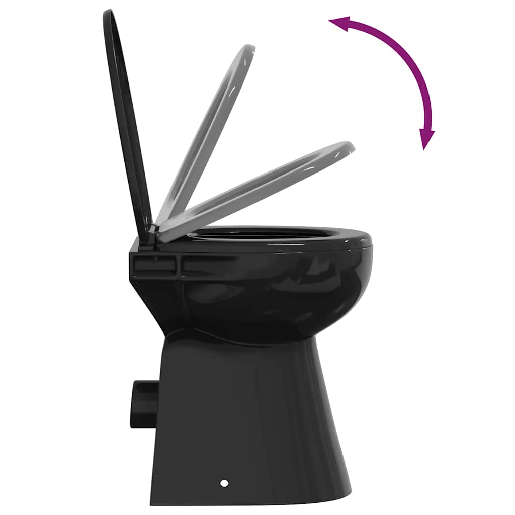 vidaXL Λεκάνη χωρίς χείλος, 7 εκ. επιπλέον ύψος, με αργό κλείσιμο Μαύρη Κεραμική