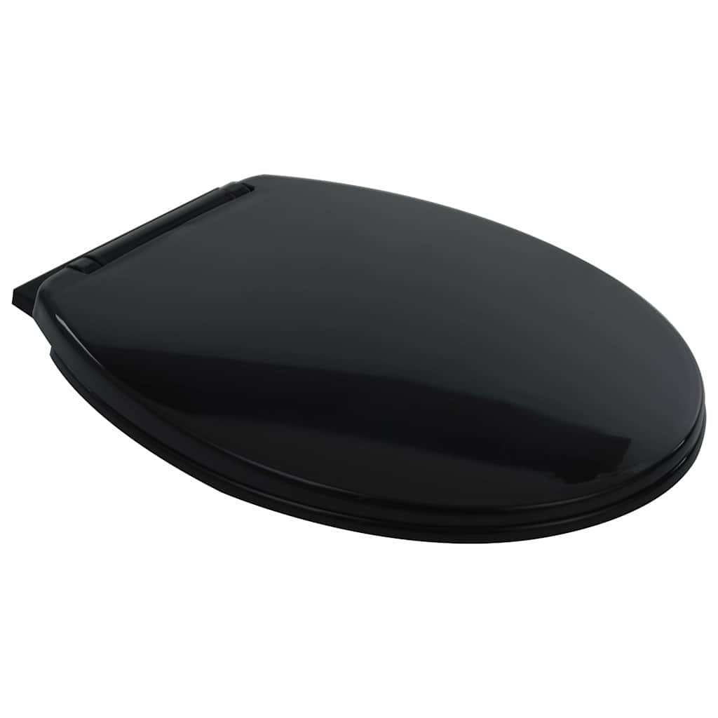 vidaXL Λεκάνη χωρίς χείλος, 7 εκ. επιπλέον ύψος, με αργό κλείσιμο Μαύρη Κεραμική