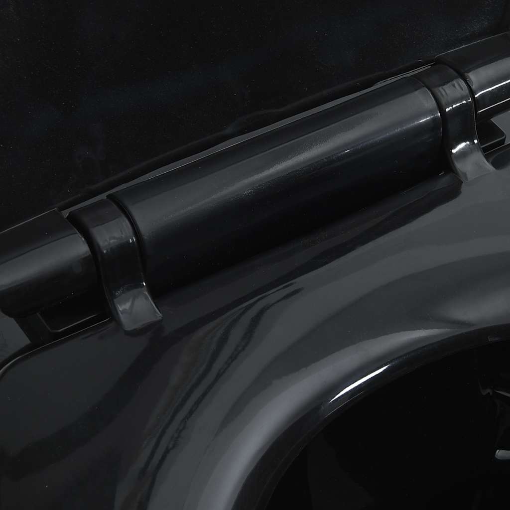 vidaXL Λεκάνη χωρίς χείλος, 7 εκ. επιπλέον ύψος, με αργό κλείσιμο Μαύρη Κεραμική