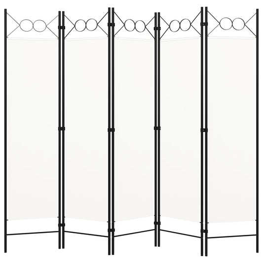 vidaXL Διαχωριστικό Δωματίου με 5 Πάνελ Λευκό 200 x 180 εκ.