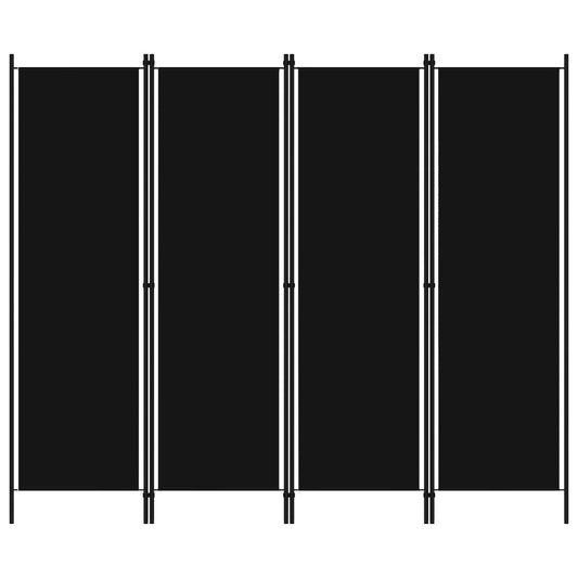 vidaXL Διαχωριστικό Δωματίου με 4 Πάνελ Μαύρο 200 x 180 εκ.